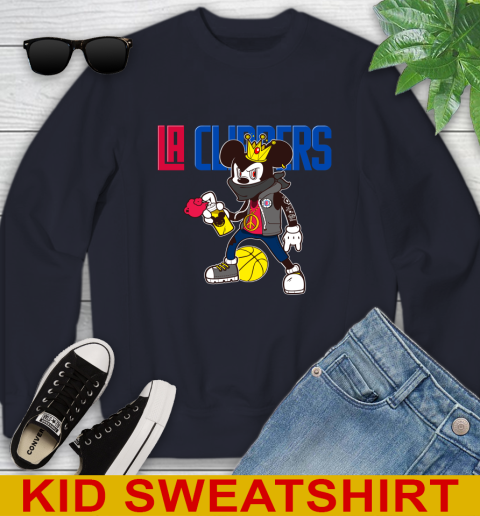 LA Clippers NBA Basketball Mickey Peace Sign Sports Youth Sweatshirt 3