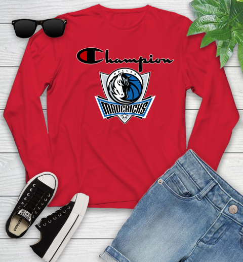 NBA Basketball Dallas Mavericks Champion Shirt Youth Long Sleeve 9