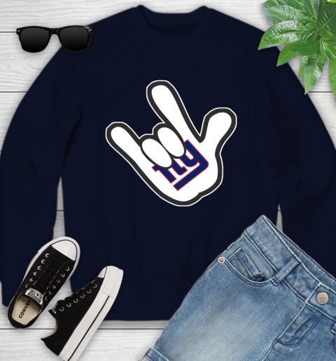New York Giants NFL Football Mickey Rock Hand Disney Youth Sweatshirt 3
