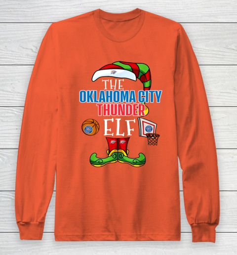 Oklahoma City Thunder Christmas ELF Funny NBA Long Sleeve T-Shirt 3