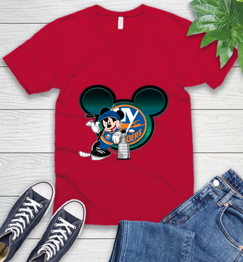NHL New York Islanders Stanley Cup Mickey Mouse Disney Hockey T Shirt V-Neck T-Shirt 8
