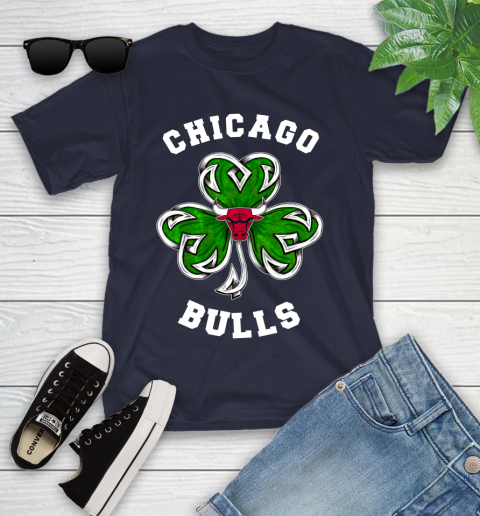NBA Chicago Bulls Three Leaf Clover St Patrick's Day Basketball Sports Youth T-Shirt 2