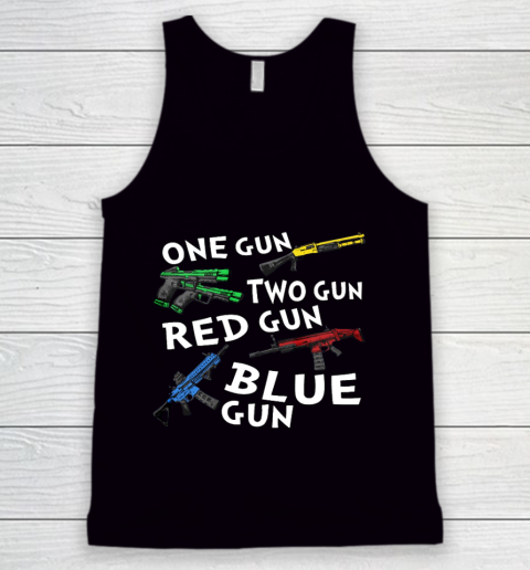 One Gun Two Gun Red Gun Blue Gun Tank Top