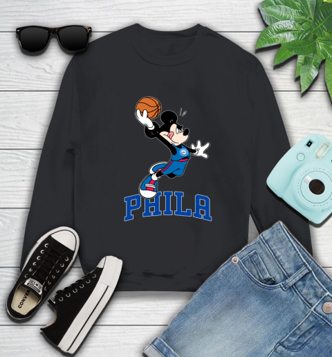 NBA Basketball Philadelphia 76ers Cheerful Mickey Mouse Shirt Sweatshirt