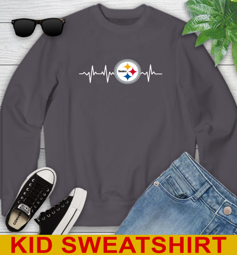 Pittsburgh Steelers NFL Football Heart Beat Shirt Youth Sweatshirt 5