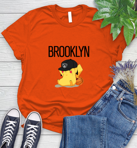 NBA Pikachu Basketball Sports Brooklyn Nets Women's T-Shirt 4