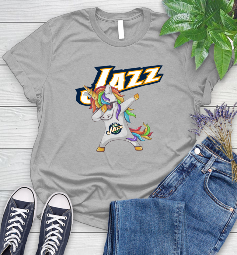 Utah Jazz NBA Basketball Funny Unicorn Dabbing Sports Women's T-Shirt 5
