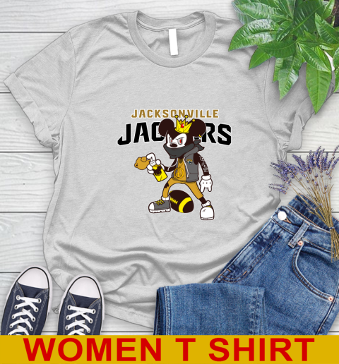 Jacksonville Jaguars NFL Football Mickey Peace Sign Sports Women's T-Shirt