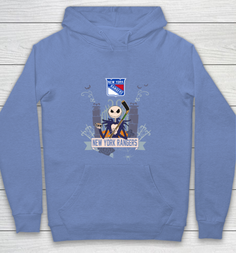 NHL New York Rangers Hockey Jack Skellington Halloween Youth Hoodie 8
