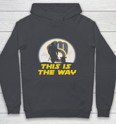 Milwaukee Brewers MLB Baseball Star Wars Yoda And Mandalorian This Is The Way Youth Hoodie 5
