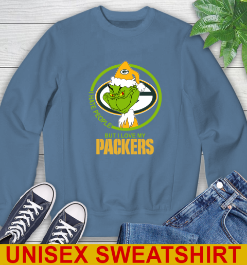 Green Bay Packers NFL Christmas Grinch I Hate People But I Love My Favorite Football Team Sweatshirt 8