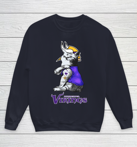 NFL Football My Cat Loves Minnesota Vikings Youth Sweatshirt 2