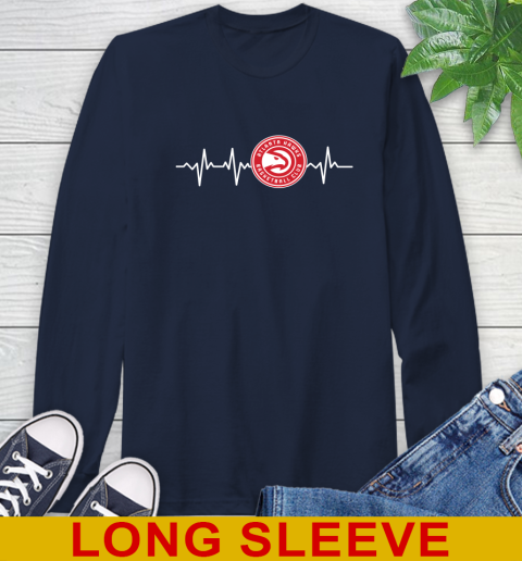 Atlanta Hawks NBA Basketball Heart Beat Shirt Long Sleeve T-Shirt 3