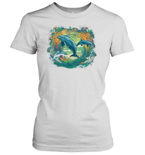 Dolphins Swim Summer Ocean Vibes Art Design Women's T-Shirt