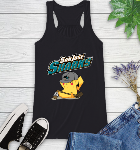 NHL Pikachu Hockey Sports San Jose Sharks Racerback Tank 2