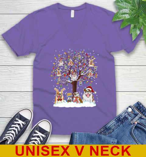 Bulldog dog pet lover light christmas tree shirt 54