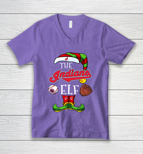 Cleveland Indians Christmas ELF Funny MLB V-Neck T-Shirt 8