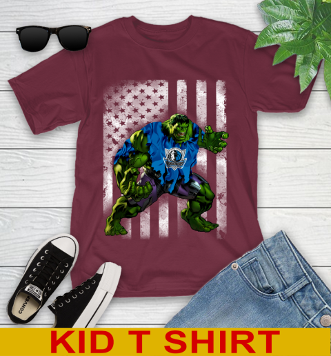 Dallas Mavericks Hulk Marvel Avengers NBA Basketball American Flag Youth T-Shirt 5