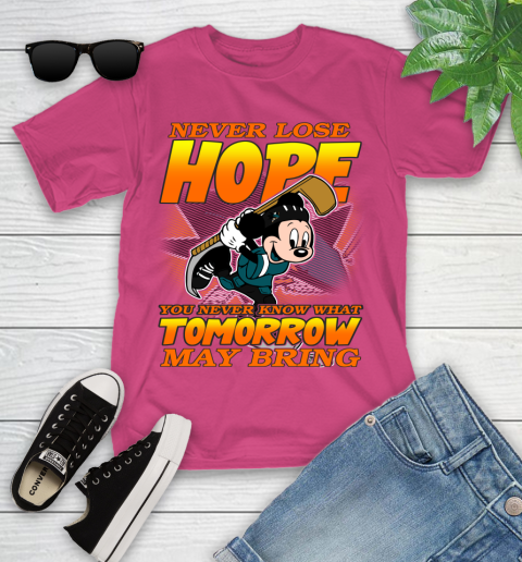 San Jose Sharks NHL Hockey ootball Mickey Disney Never Lose Hope Youth T-Shirt 11