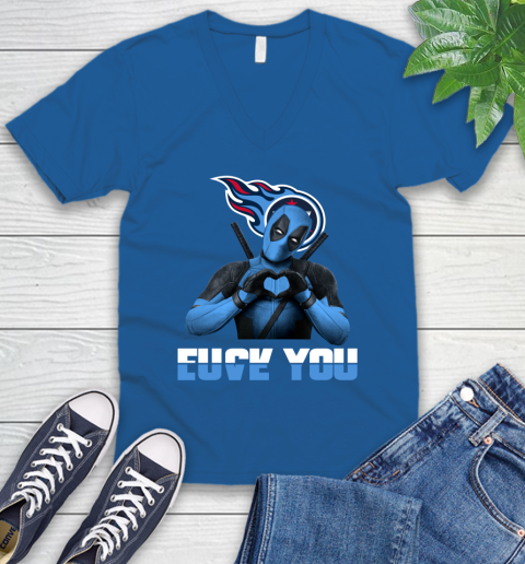 NHL Tennessee Titans Deadpool Love You Fuck You Football Sports V-Neck T-Shirt 5