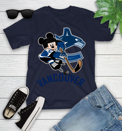 NHL Vancouver Canucks Mickey Mouse Disney Hockey T Shirt Youth T