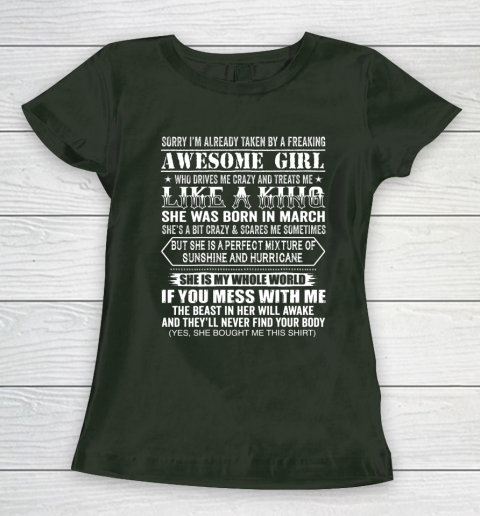 Sorry I m Already Taken by a Freaking Awesome Girl March Birthday Women's T-Shirt 4