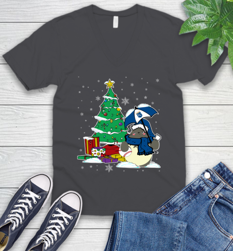 Kansas City Royals MLB Baseball Cute Tonari No Totoro Christmas Sports V-Neck T-Shirt 4