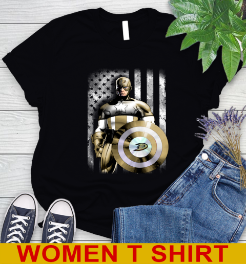 Anaheim Ducks NHL Hockey Captain America Marvel Avengers American Flag Shirt Women's T-Shirt