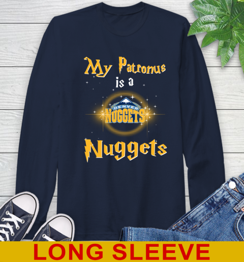 NBA Basketball Harry Potter My Patronus Is A Denver Nuggets Long Sleeve T-Shirt 3