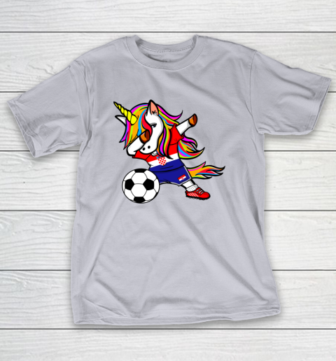 Funny Dabbing Unicorn Croatia Football Croatian Flag Soccer T-Shirt 18