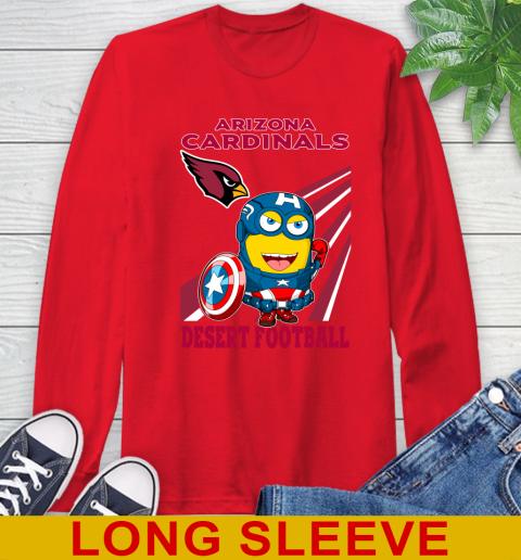 NFL Football Arizona Cardinals Captain America Marvel Avengers Minion Shirt Long Sleeve T-Shirt 12