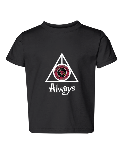 2byw always love the arizona cardinals x harry potter mashup toddler fine jersey tee 3321 96 front black