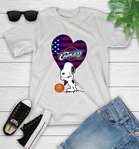 Cleveland Cavaliers NBA Basketball The Peanuts Movie Adorable Snoopy Youth T-Shirt