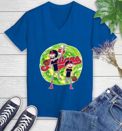 MLB Cleveland Indians Rick And Morty Baseball Sports Women's V-Neck T-Shirt 10