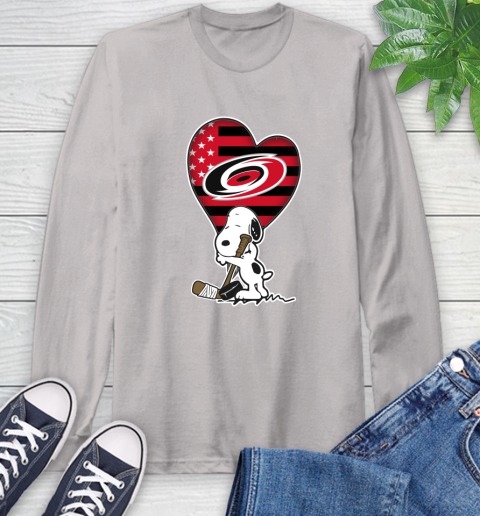 Carolina Hurricanes NHL Hockey The Peanuts Movie Adorable Snoopy Long Sleeve T-Shirt 12