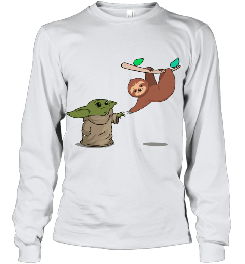 Baby Yoda And Sloth Touch Hands Youth Long Sleeve