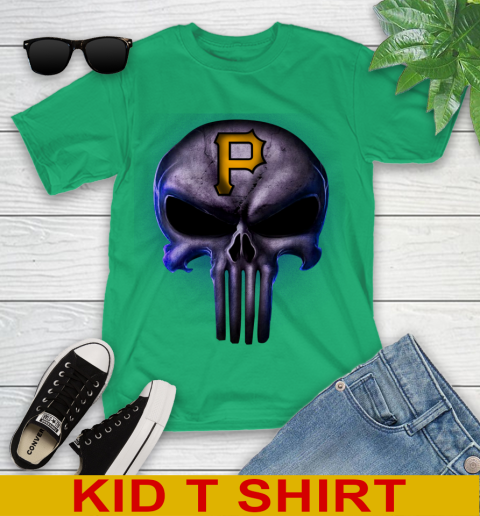 Pittsburgh Pirates MLB Baseball Punisher Skull Sports Youth T-Shirt 7