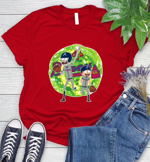 MLB Atlanta Braves Rick And Morty Baseball Sports Women's T-Shirt 9