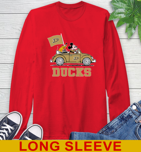 NHL Hockey Anaheim Ducks Pluto Mickey Driving Disney Shirt Long Sleeve T-Shirt 10