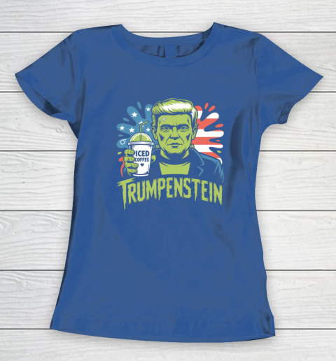 Trumpenstein Funny Iced Coffee Drink Halloween 4th of July USA Flag Women's T-Shirt 6