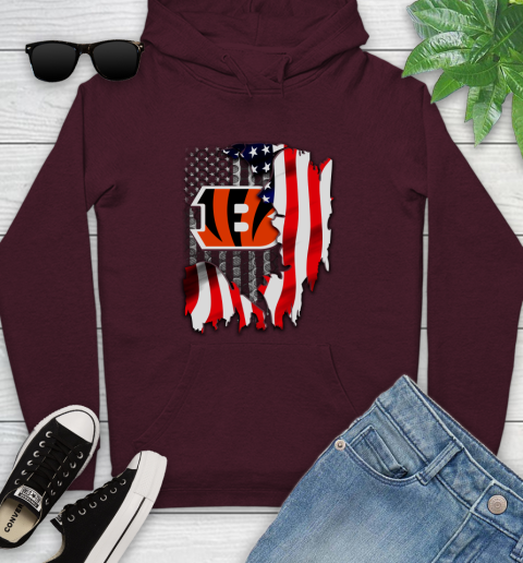 Cincinnati Bengals NFL Football American Flag Youth Hoodie 7