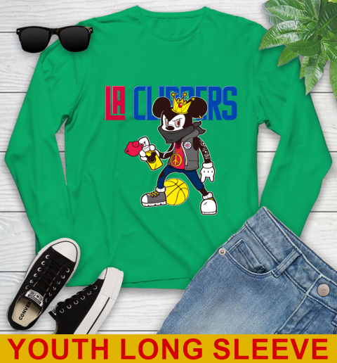 LA Clippers NBA Basketball Mickey Peace Sign Sports Youth Long Sleeve 7