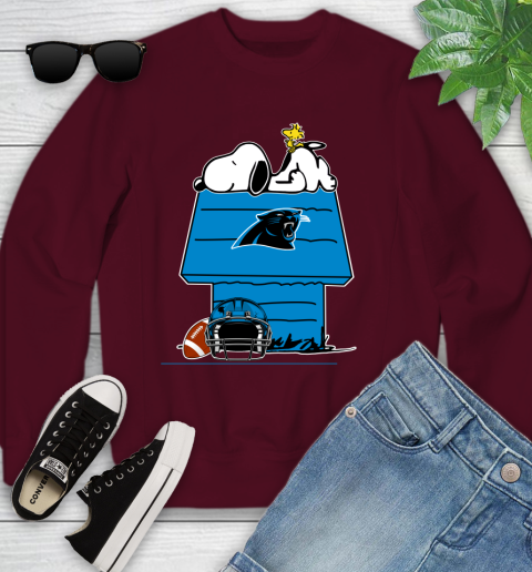 Carolina Panthers NFL Football Snoopy Woodstock The Peanuts Movie Youth Sweatshirt 5