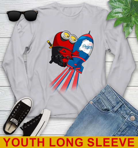 MLB Baseball Los Angeles Dodgers Deadpool Minion Marvel Shirt Youth Long Sleeve 5