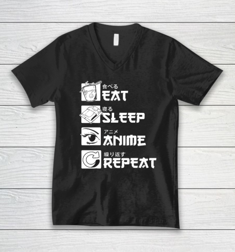 Eat Sleep Anime Repeat Shirt, Anime Manga V-Neck T-Shirt