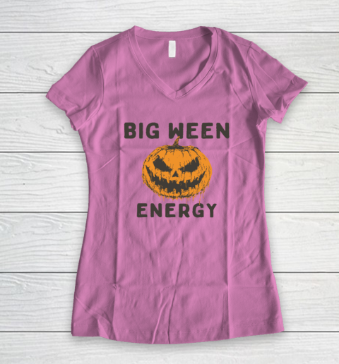 Halloween Pumpkin Head Big Ween Energy Spooky Women's V-Neck T-Shirt 6