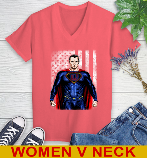 NFL Football New York Giants Superman DC Shirt Women's V-Neck T-Shirt 6