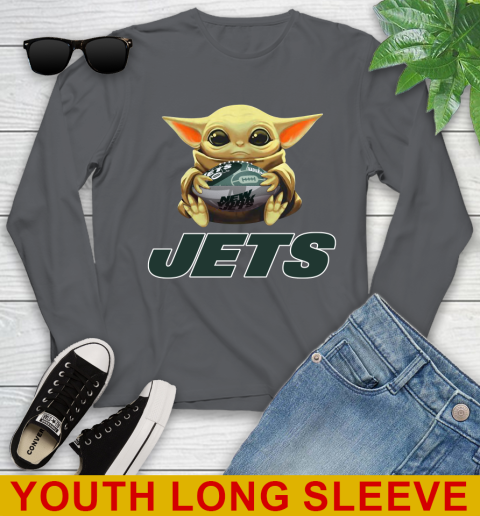 NFL Football New York Jets Baby Yoda Star Wars Shirt Youth Long Sleeve 9