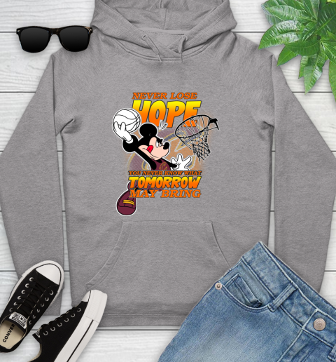 Cleveland Cavaliers NBA Basketball Mickey Disney Never Lose Hope Youth Hoodie 6