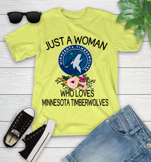 NBA Just A Woman Who Loves Minnesota Timberwolves Basketball Sports Youth T-Shirt 5